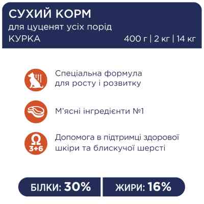 Сухий корм для собак Club 4 Paws Преміум. Для цуценят з високим вмістом курки 2 кг (4820083909450) Вінниця