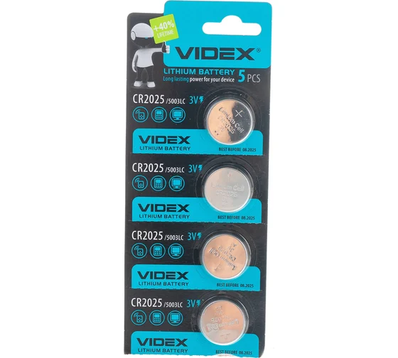 Батарейка CR2025 Videx 3В 5шт для часов и пультов Киев