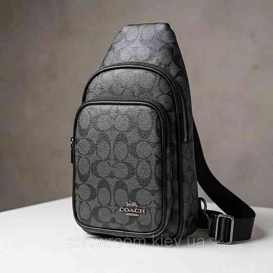 Мужская сумка на грудь (слинг), бананка Coach (77-2517) серая Киев