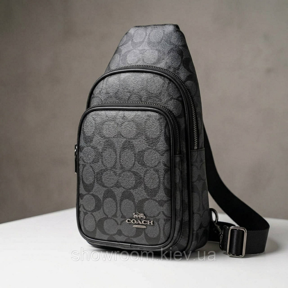 Чоловіча сумка на груди (слінг), бананка, барсетка Coach (77-2517) сіра Київ - фото 1