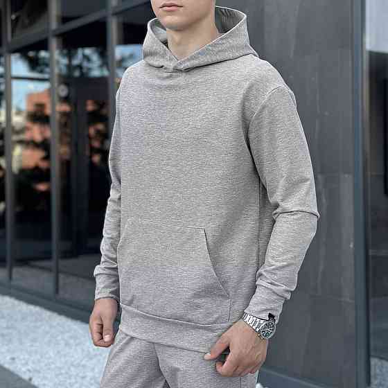 Чоловіче демісезонне худі з капюшоном сіре Pobedov 001 Київ