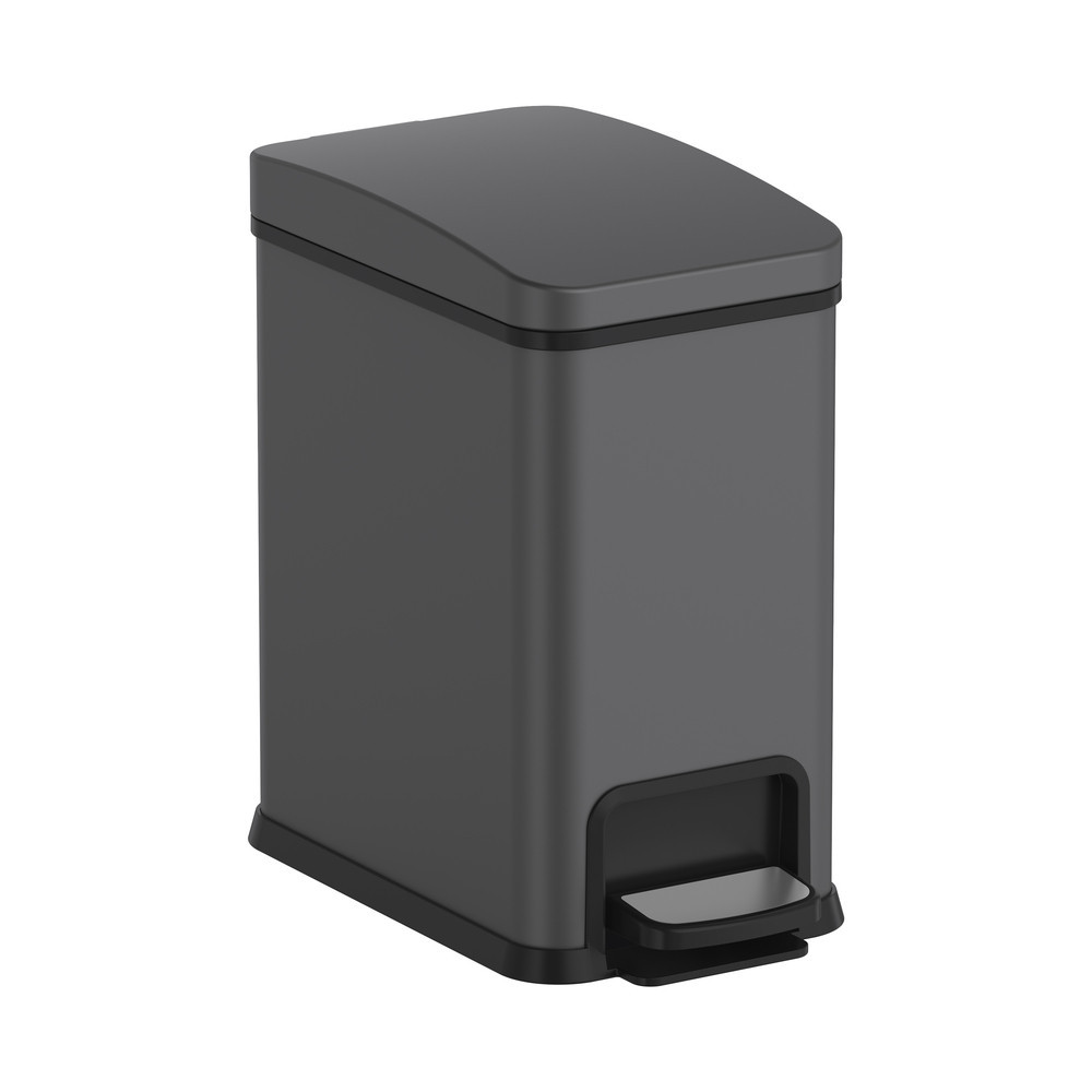 Відро для сміття з плавним закриванням прямокутне Koer TC-010108-07 8 л колір графіт антипалець (KR5591) Чернівці - фото 1
