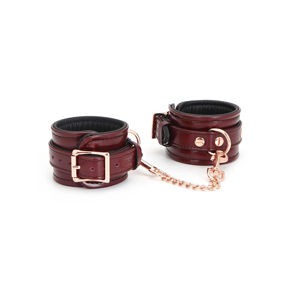 Шкіряні наручники Liebe Seele Wine Red Wrist Cuffs, знімний ланцюжок-кріплення Sex Aura Київ - фото 1