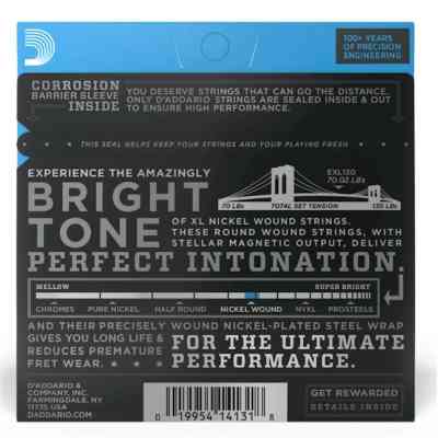 Струни для гітари D'Addario XL Nickel Wound Extra Super Light Plus (08.5-39) (EXL130+) Вінниця
