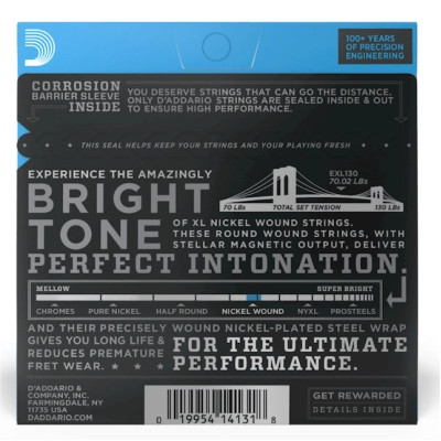 Струни для гітари D'Addario XL Nickel Wound Extra Super Light Plus (08.5-39) (EXL130+) Вінниця - фото 3