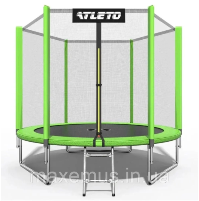 Детский батут с защитной сеткой и лестницей Atleto 183 см (6 ft) до 50 кг Зеленый + Подарок Мостиска - изображение 14