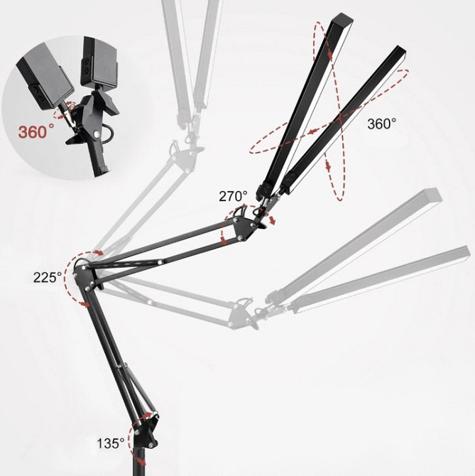 Настольная лампа двойная регулируемая 2200 люмен ,10 уровней света Izoxis (24223) 24 Вт Нововолынск - изображение 6