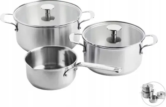 Kitchenaid Набір каструль Ze Stali Nierdzewnej Z Pokrywkami 3el. (CC005088001) Киев