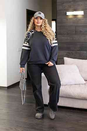 Жіночий світшот зі вставками "Artes" оптом | Батал 54-56, Графіт Київ