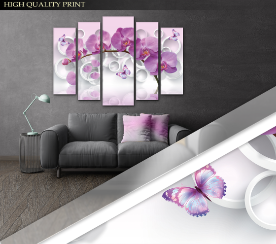 Модульна картина у вітальню / спальню Орхідея Art-370_5 ( 80х118см ) Київ