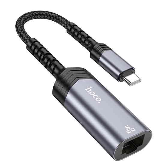 Кабель-перехідник HOCO UA26 Type-C ethernet adapter(100 Mbps) Metal Gray (6942007611985 ) Київ