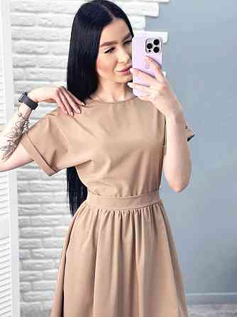 Жіноче плаття міді "Валенсія" оптом | Батал 52, Капучіно Київ