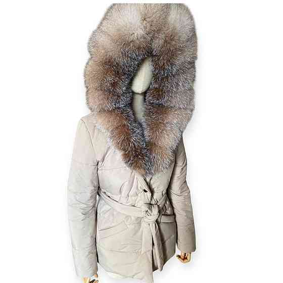 Жіночий пуховик Oslo з хутром фінського песця Бежевий, 48, Рудий Блюфрост Харків