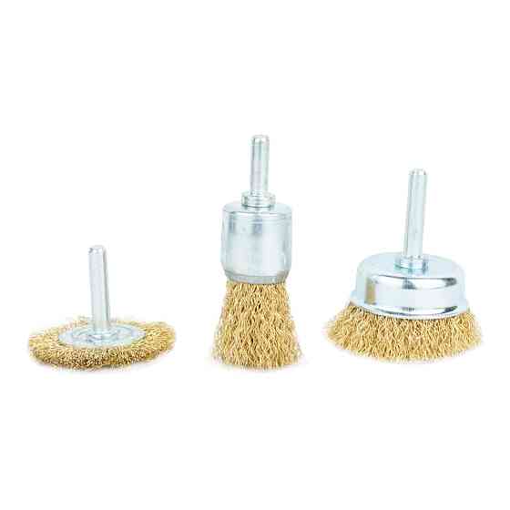 Набір щіток дротяних 3 шт. Ø 25; 50; 50 мм хвостовик Ø6мм (латунована) GRAD (9029015) Київ