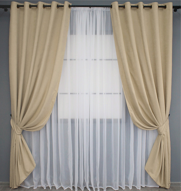 Комплект штор на люверсах VR-Textil Мікровелюр SPARTA № 1192ш 150х270 см 2 шт Бежевий (37-0162) Київ - фото 10