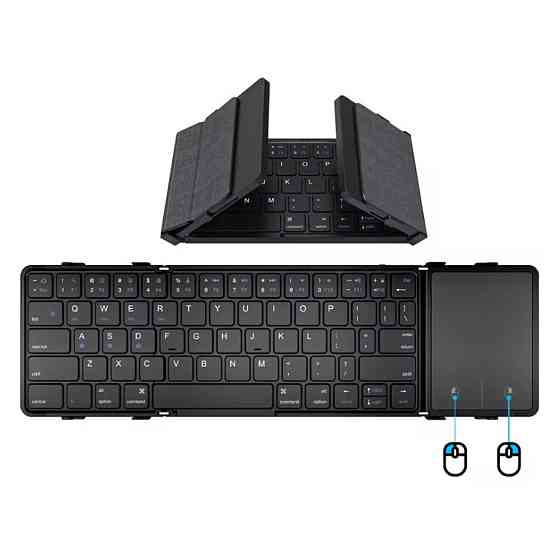 Складана бездротова Bluetooth клавіатура Avatto B1053 з тачпад (Чорна, en+ua) Миколаїв