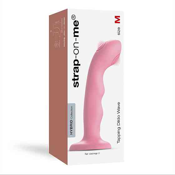 Насадка для страпона з подвійною точковою пульсацією Strap-On-Me TAPPING DILDO WAVE – CORAL PINK, М Sex Aura Київ