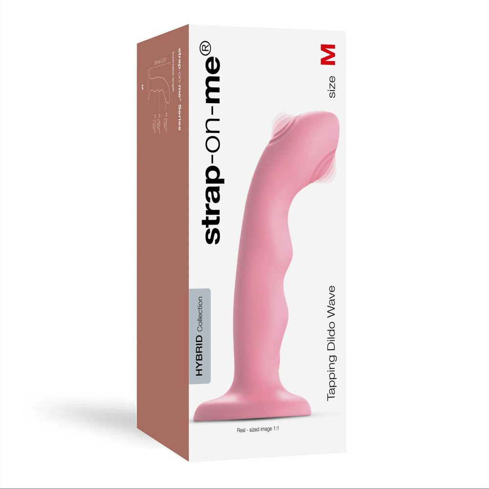 Насадка для страпона з подвійною точковою пульсацією Strap-On-Me TAPPING DILDO WAVE – CORAL PINK, М Sex Aura Київ - фото 5