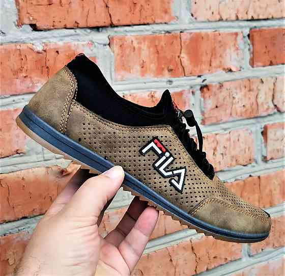 Чоловічі мокасини Кросівки FILA Коричневі з Перфорацією Туфлі (розміри: 40,41,42,43,44,45) Відео Огляд — 17-3 Дніпро