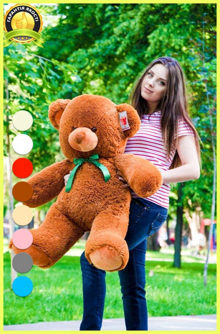 Плюшевий ведмедик М'яка іграшка Томии 100 см Коричневий Тернопіль - фото 2