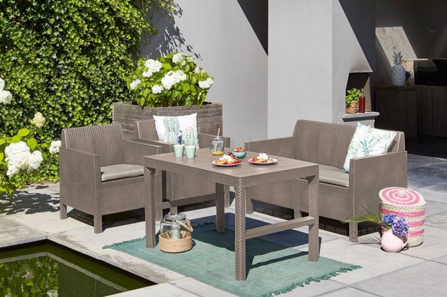 Стол для сада пластиковый Keter Lyon rattan table, бежевый Киев - изображение 3