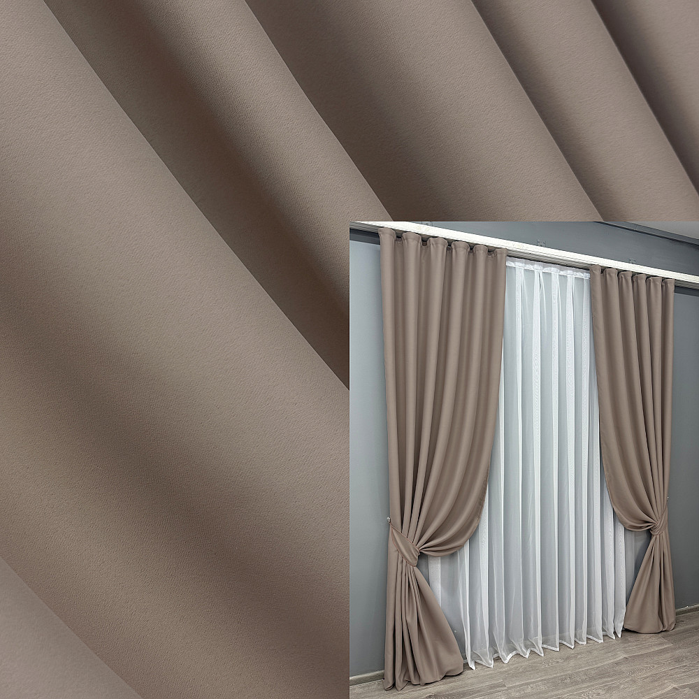 Комплект готовых штор VR-Textil Блекаут Bagema Rvs № 1242ш Какао 150х270 см 2 шт (33-0063) Киев - изображение 1