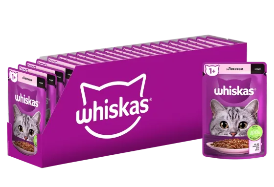 Вологий корм Whiskas (Віскас) з лососем в соусі для дорослих кішок 85 г (блок 28 шт) Вінниця