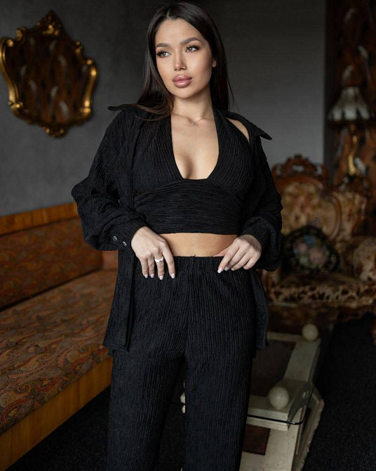 Летний женский костюм вискоза Черный M Харьков - изображение 3