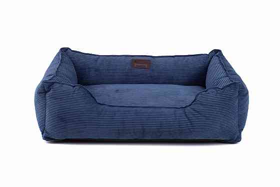 Лежак для Собак Котів та Кішок Dreamer Velvet Denim з бортами зі знімним чохлом синій м'яка лежанка Одеса