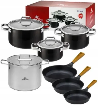 Gerlach Prime Комплект Garnków 6el. + Сковорідки Natur 20/24/28cm Каструля 7l (3297 320202428) Киев