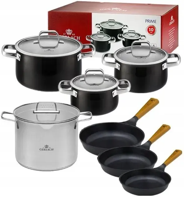 Gerlach Prime Комплект Garnków 6el. + Сковорідки Natur 20/24/28cm Каструля 7l (3297 320202428) Киев - изображение 1