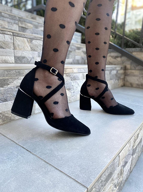 VIKA Босоніжки жіночі чорні VIKA L120-21 літні з еко-замші на стійких підборах із закритим носк Коломия - фото 9