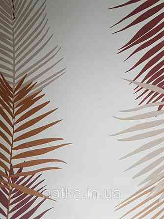 Шпалери вінілові Lutece Bensimon листя папороті бордові бежеві коричневі на світло-бежевому Київ
