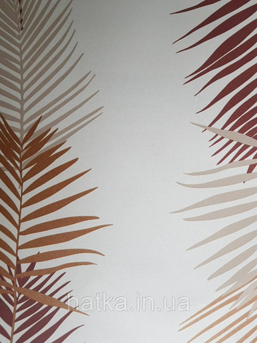 Шпалери вінілові Lutece Bensimon листя папороті бордові бежеві коричневі на світло-бежевому Київ - фото 2