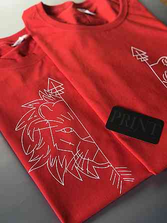 Красные Парные футболки для влюбленных парня и девушки -Лев \ Львица Черновцы