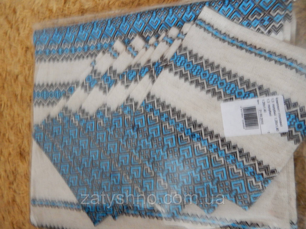 Комплект скатертини вишитий блакитний із сетами Київ - фото 5