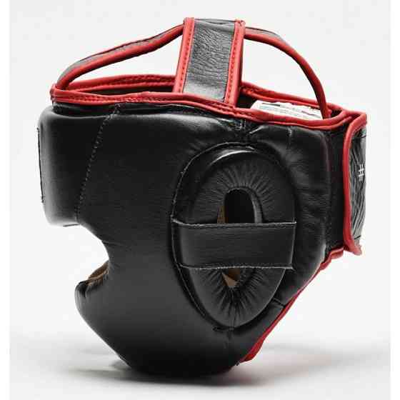 Шлем для бокса с полной защитой тренировочный из натуральной кожи черный Leone Full Cover Black размер S Киев