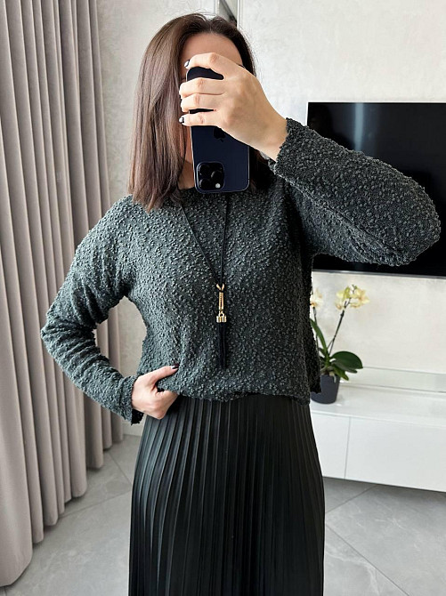 Женский уютный свитер свободного кроя хлопок 40%, полиэстер 60% Графит Одесса - изображение 1