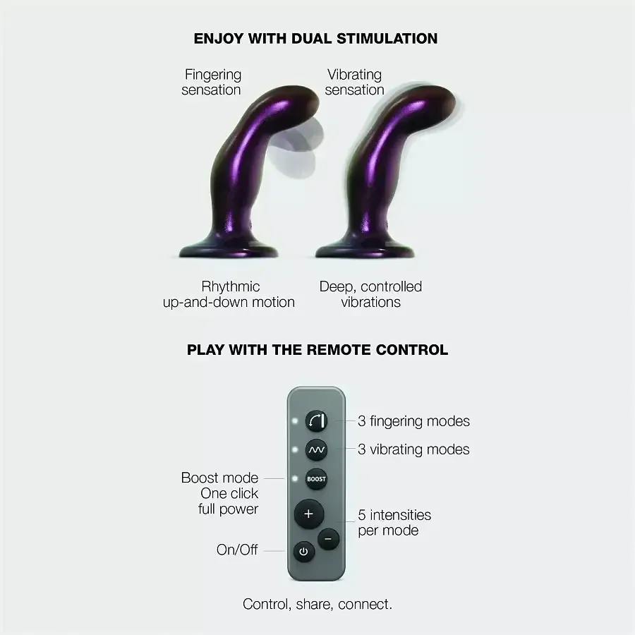 Дилдо з вібрацією Strap-On-Me FINGERING & VIBRATING DILDO - M - PURPLE, з манливим рухом Львів - фото 2