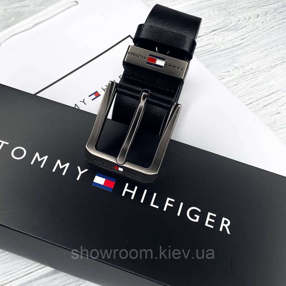 Чоловічий шкіряний брендовий ремінь (012) чорний Київ - фото 3