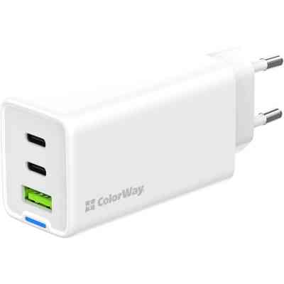 Зарядний пристрій ColorWay GaN Mini 65W PD Port PPS USB (USB-2C1A) white (CW-CHS058PD-WT) Вінниця