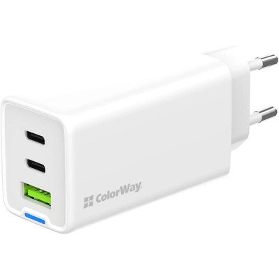 Зарядний пристрій ColorWay GaN Mini 65W PD Port PPS USB (USB-2C1A) white (CW-CHS058PD-WT) Вінниця - фото 1