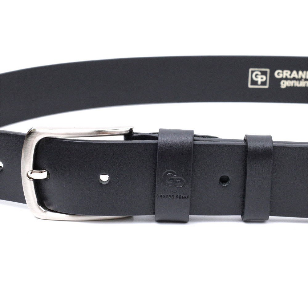 Стильный ремень под джинсы из натуральной кожи GRANDE PELLE 11684 Черный Киев - изображение 6