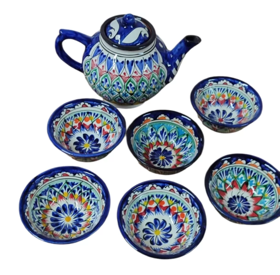 Чайний сервіз посуду та ляган 8 предметів (Синій) Вінниця
