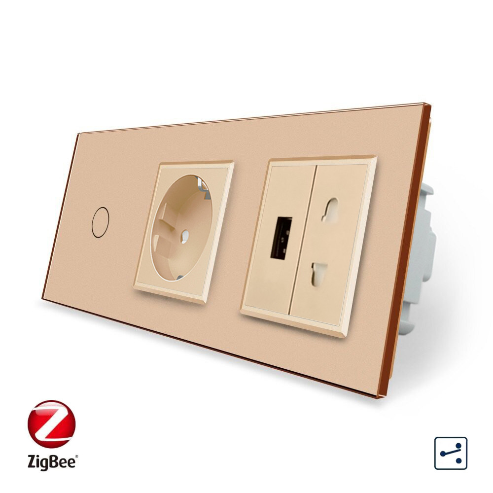 LIVOLO Розумний сенсорний прохідний/перехресний вимикач 1 сенсор 1 розетка 1 USB 1 розетка унів Коломыя - изображение 1