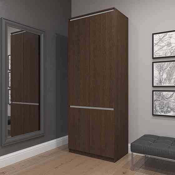 Шкаф для одежды VAYS R-10 Венге Темный-Белые планки, с полками и штангой, без ручек, ЛДСП, 80×50×211 см - для спальни, гостиной, прихожей Львов