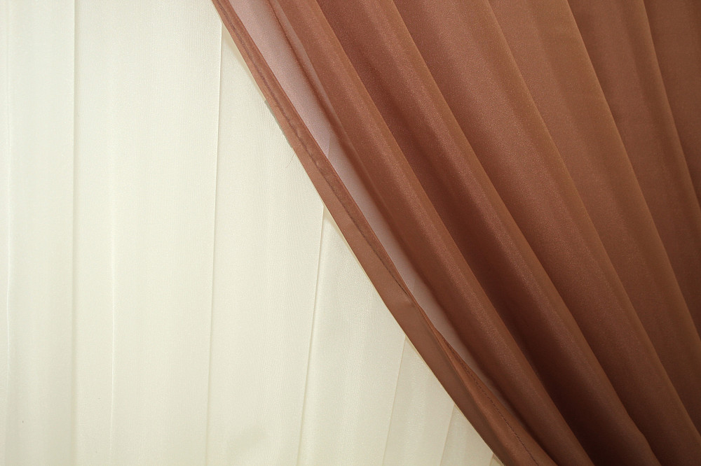 Кухонні шторки VR-Textil № 060к "Дует" з підв'язками коричневий з бежевим 330х170 см (50-360) Київ - фото 5