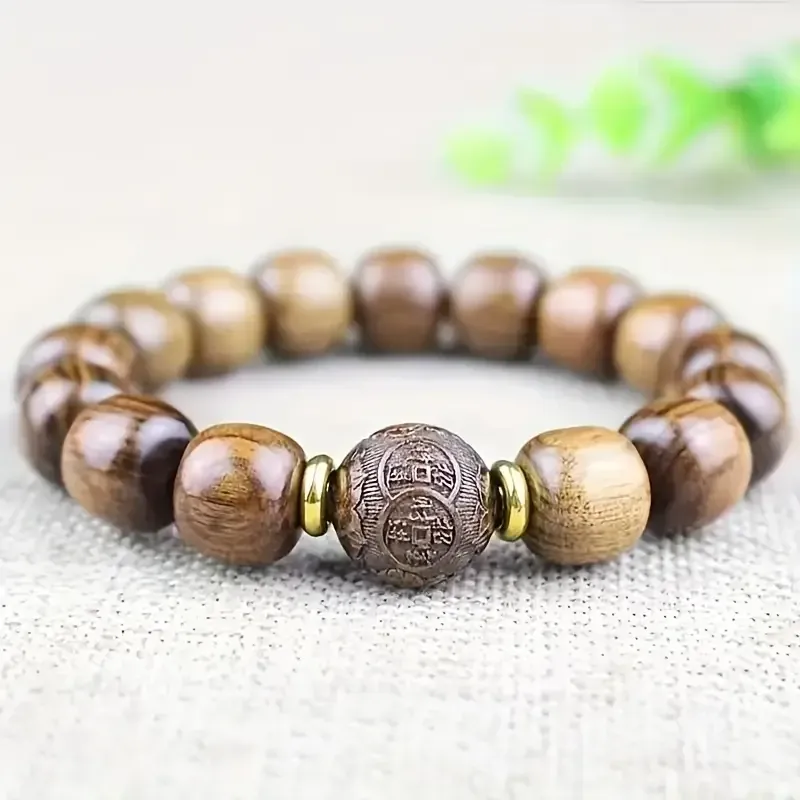 Мужской браслет из сандалового дерева – натуральные деревянные бусины, стильный аксессуар Киев - изображение 5