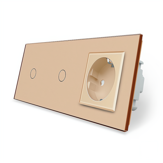 Сенсорний диммер 2 сенсора (1-1) 1 розетка Livolo золото скло (VL-C701D/C701D/C7C1EU - 13) Коломыя