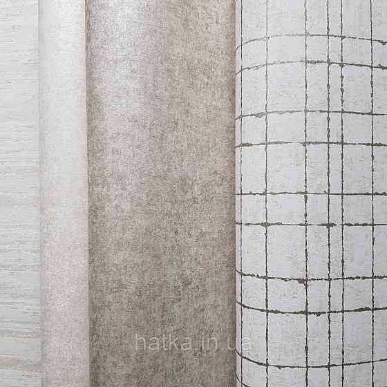 Шпалери флізелінові еко Rasch Kerala 0.53х10 геометрія смуги сітка сріблясті на молочному ефект старовини Київ